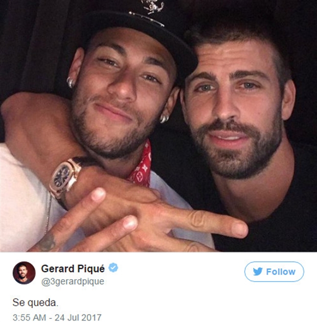 Pique đăng đàn XÁC NHẬN Neymar sẽ ở lại Barcelona - Bóng Đá