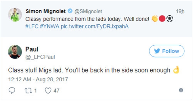 Bị bỏ rơi, Mignolet chỉ cần 1 dòng tweet để đốn tim fan Liverpool - Bóng Đá