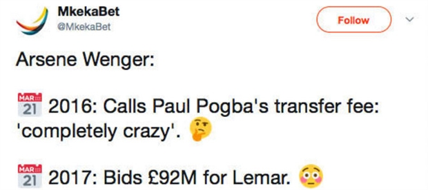 Fan Man Utd chế nhạo Arsenal vì mức giá 100 triệu euro cho Lemar - Bóng Đá