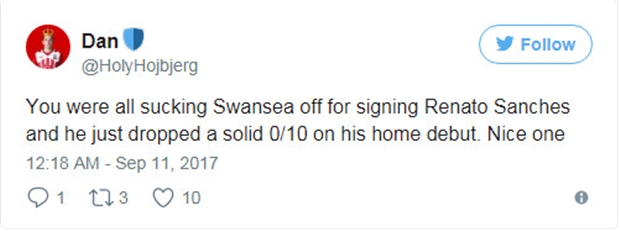 Mới một trận, 'Cậu bé vàng' Sanches đã khiến CĐV Swansea phát điên - Bóng Đá