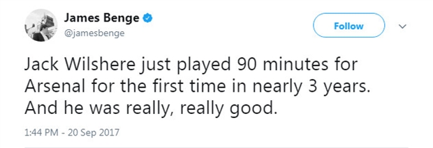 Wilshere đá đủ 90 phút không khác gì Arsenal vô địch - Bóng Đá