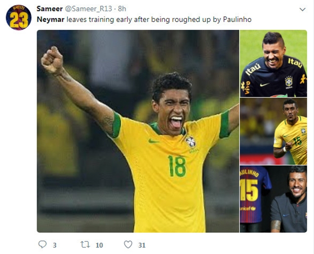 Fan Barcelona ủng hộ Paulinho triệt hạ Neymar - Bóng Đá
