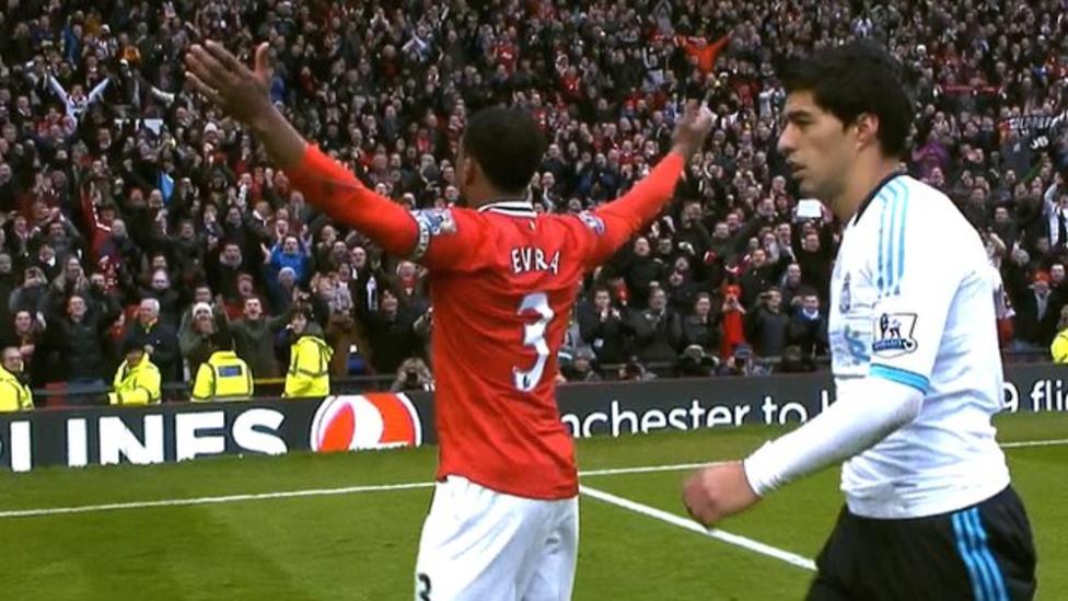 On this day in 2012, Manchester United beat Liverpool 2-1 at Old Trafford and Patrice Evra celebrated in front of Suarez - Bóng Đá