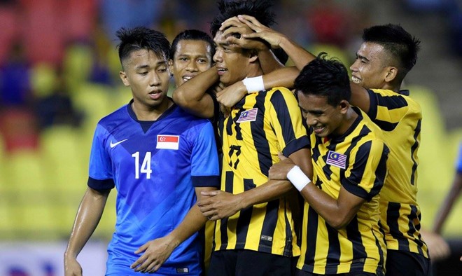 Cầu thủ U21 Malaysia ăn mừng chiến thắng trước U21 Singapore. Ảnh: Internet.