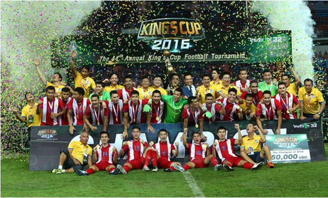 Thái Lan ăn mừng chức vô địch King's Cup lần thứ 13. Ảnh: Internet.