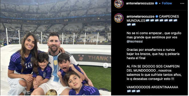 Messi's wife: The whole family is proud of you, Leo - Football