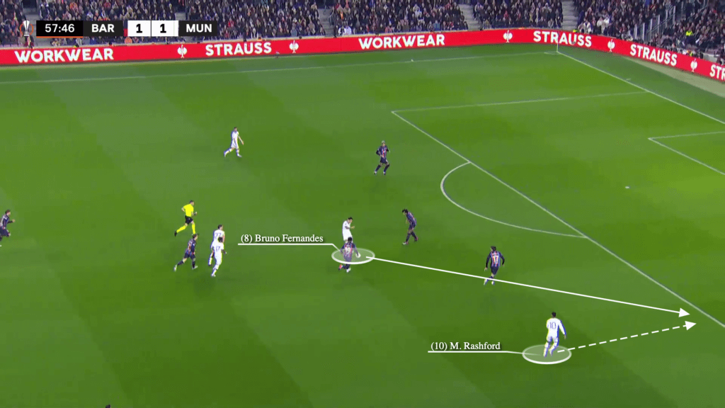 Fernandes chuyền nhanh cho Rashford băng xuống. Phần còn lại là pha xử lý của tuyển thủ Anh giúp "Quỷ đỏ" vượt lên.
