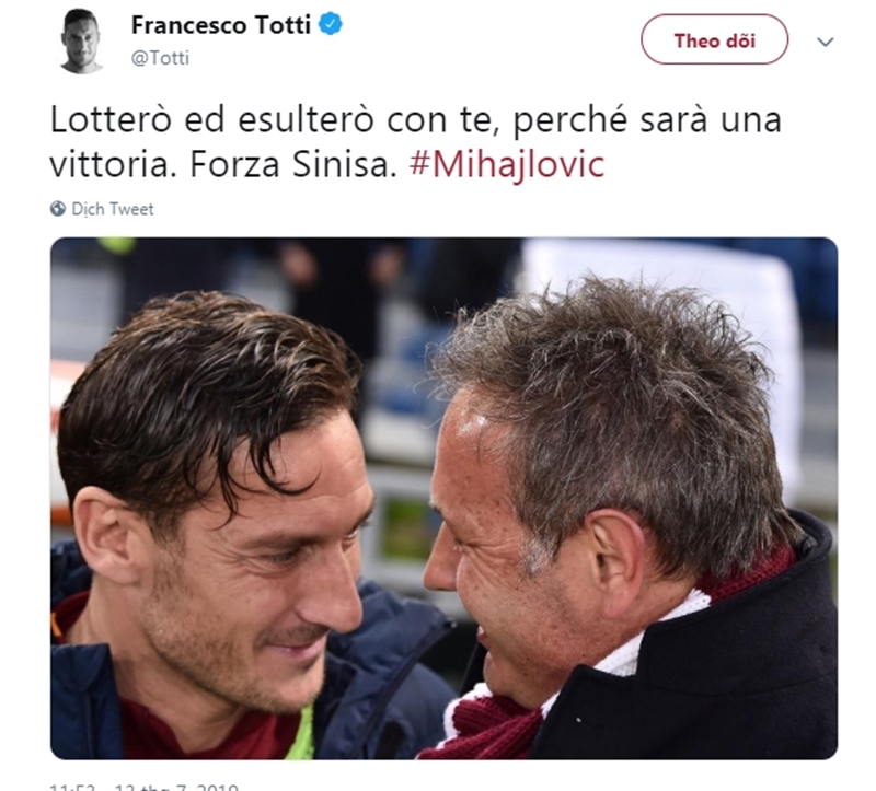 Totti nhắn Mihajlovic - Bóng Đá