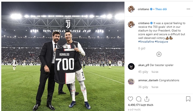 Ronaldo viết trên Instagram sau trận gặp Bologna - Bóng Đá