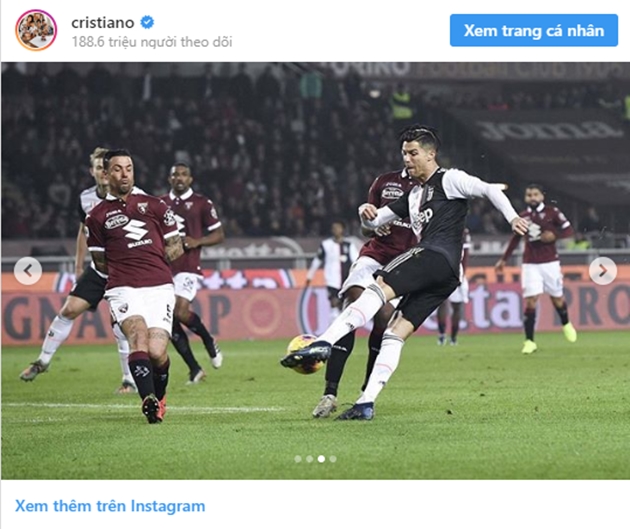 Cristiano Ronaldo đăng trên Instagram sau trận gặp Torino - Bóng Đá