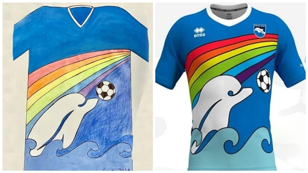 Pescara's rainbow of hope in coronavirus: 6-year-old designs new dolphin kit for Italian club - Bóng Đá