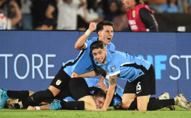 Ugarte lập công phút 90+11, Uruguay thắng nghẹt thở 3-2 trước Colombia