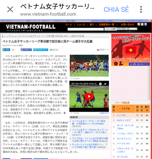 Báo Nhật đăng tải thông tin vụ ẩu đả xấu xí của bóng đá nữ Việt Nam - Bóng Đá