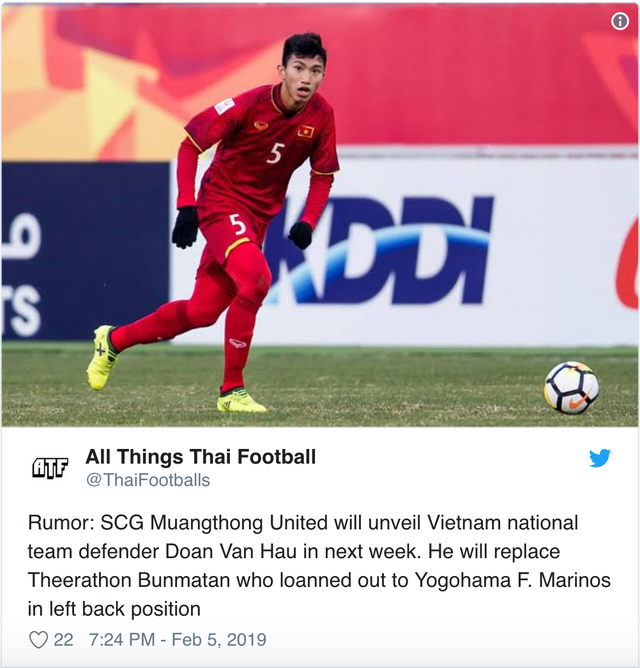 Điểm tin bóng đá Việt Nam tối 06/02: MXH Thái Lan đồng loạt đưa tin Văn Hậu sang Muangthong United - Bóng Đá