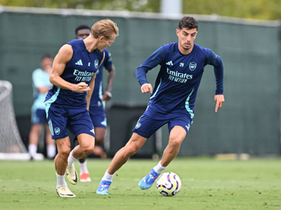 Ảnh bài viết Odegaard khoe cơ bắp, Calafiori nỗ lực cho ngày ra mắt