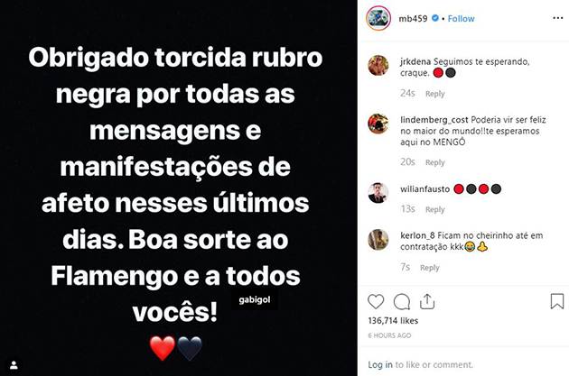 Balotelli wishes Flamengo: 'Good luck to all of you' - Bóng Đá