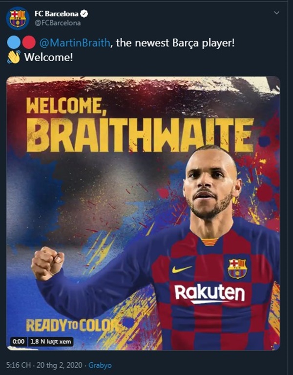 Barca chính thức chiêu mộ Martin Braithwaite - Bóng Đá