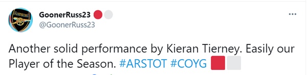 Fan Arsenal ca ngợi Kieran Tierney - Bóng Đá