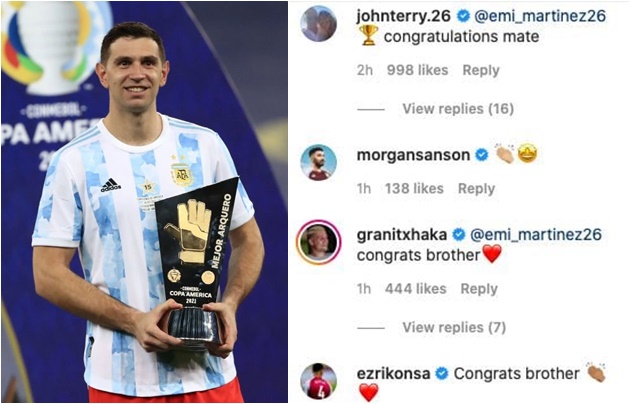 John Terry và Granit Xhaka gửi lời chúc đến Martinez.