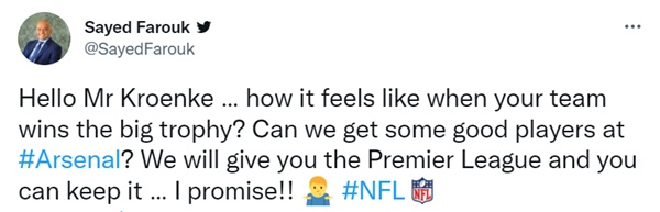 Arsenal fans send message to Stan Kroenke after LA Rams win Super Bowl LVI - Bóng Đá