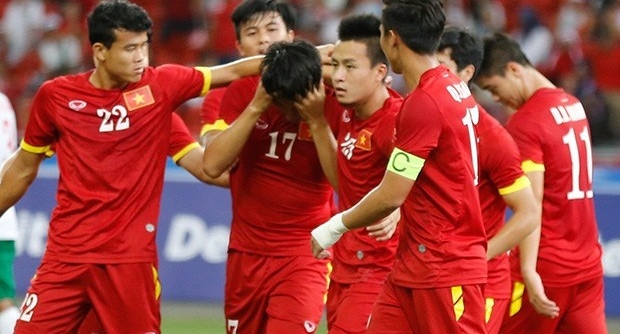 Hồng Quân khóc sau khi ghi bàn mở tỷ số cho U23 Việt Nam. Ảnh: Hà Bạch.