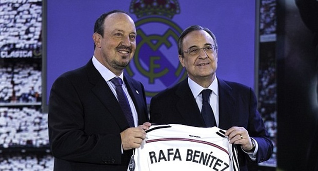 HLV Rafael Benitez ra mắt ban lãnh đạo và người hâm mộ Real Madrid. Ảnh: Internet.