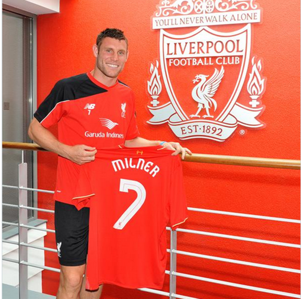 Số áo của Milner tại Liverpool. Ảnh internet.