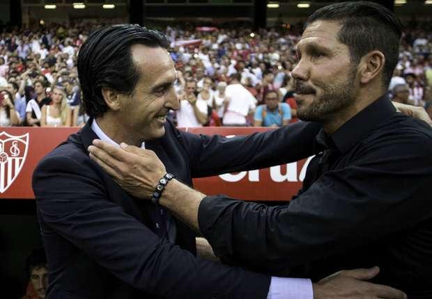 Simeone (phải) thừa nhận Atletico đã có một trận cầu khó khăn trước Sevilla của Unai Emery (trái). Ảnh: Internet.