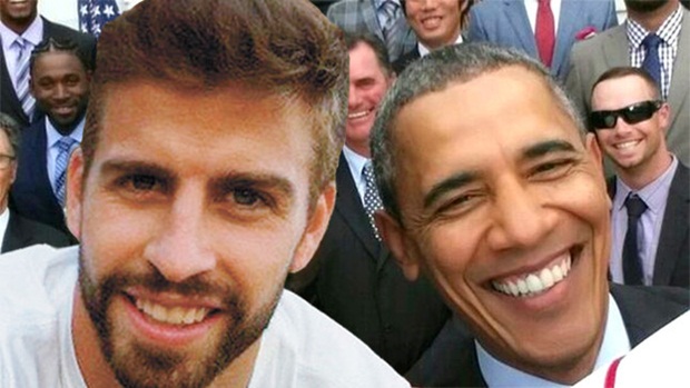 Gerard Pique muốn chụp ảnh tự sướng với Tổng thống Mỹ. Ảnh: Internet.