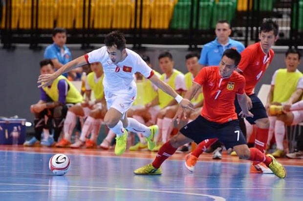 ĐT Futsal Việt Nam thắng ấn tượng 13-1 trước Lào tại giải Đông Nam Á. Ảnh: Internet.