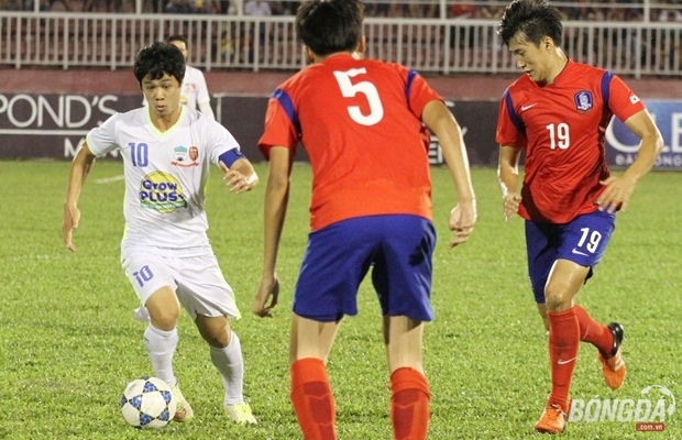 U21 HAGL thi đấu khá tốt trong trận gặp U19 Hàn Quốc. Ảnh: Đình Viên.