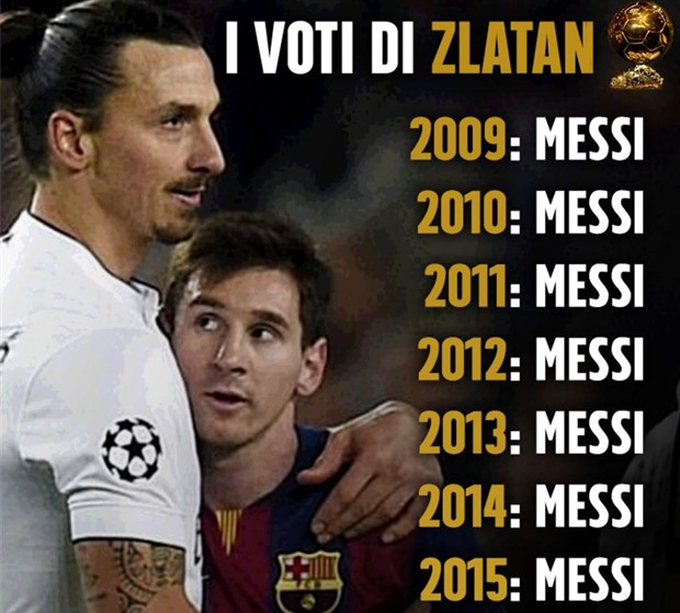 7 năm qua, Ibrahimovic vẫn luôn chọn Messi. Ảnh: Internet.