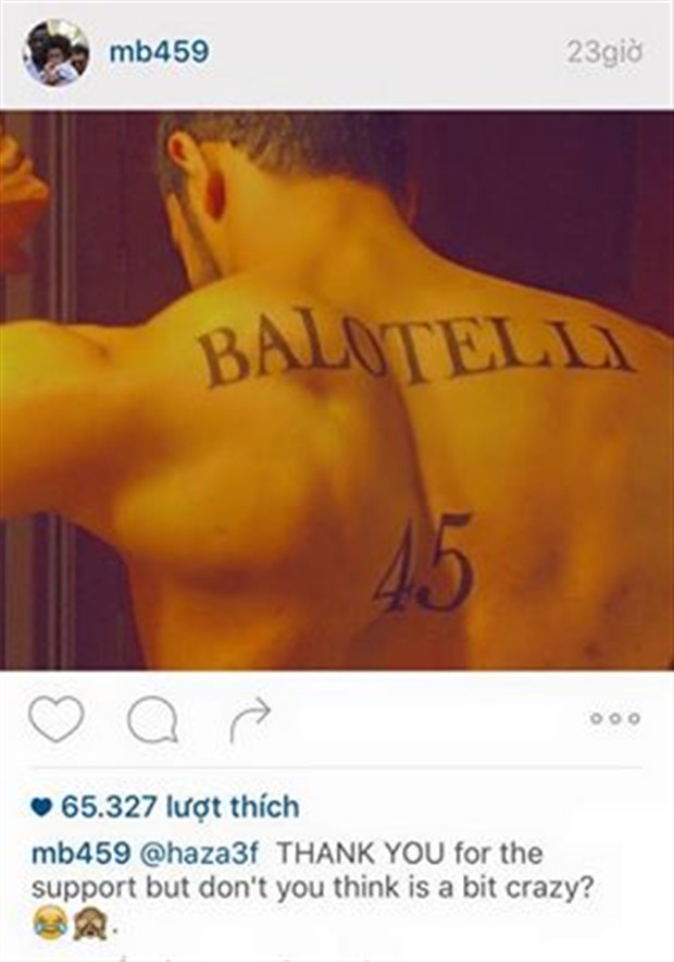 Balotelli gọi fan cứng của mình là đồ điên. Ảnh: Internet.