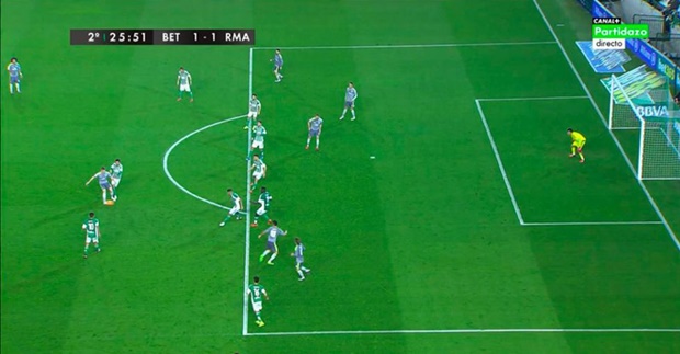 5 cầu thủ Real Madrid việt vị trong bàn gỡ hòa. Ảnh: Internet.