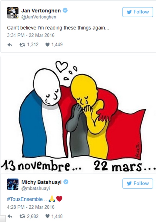 Trạng thái cảm xúc của sao Bỉ trên Twitter. Ảnh: Internet.