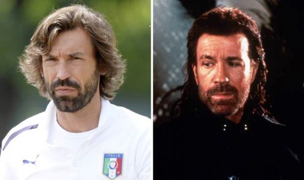 1. Andrea Pirlo râu ria và tóc tai khá giống Chuck Norris