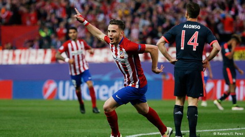  Pha solo của Saul Niguez trong trận Atletico thắng Bayern 1-0. Ảnh: Internet.