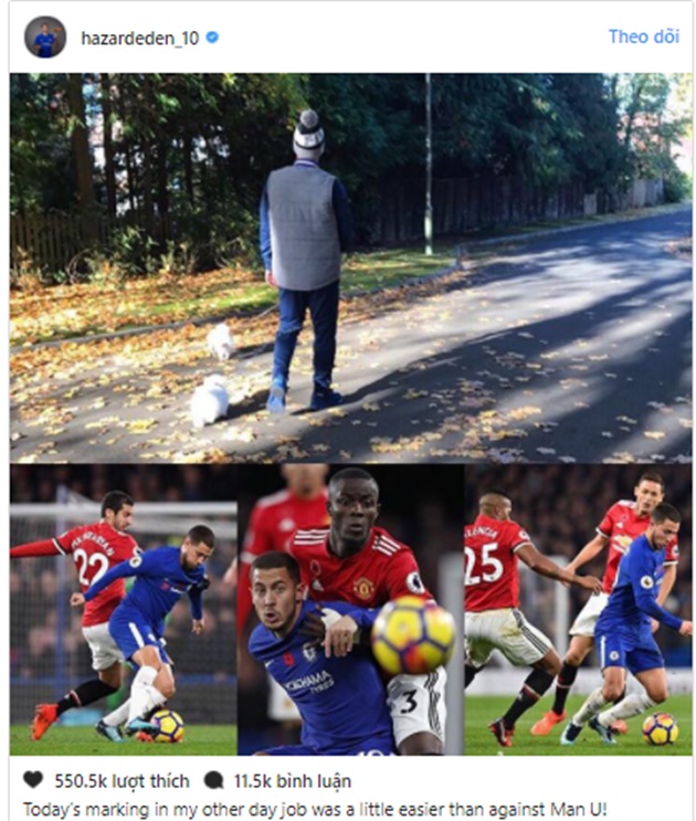SỐC: Hazard dùng hình ảnh... dắt chó để trêu ngươi Man Utd - Bóng Đá