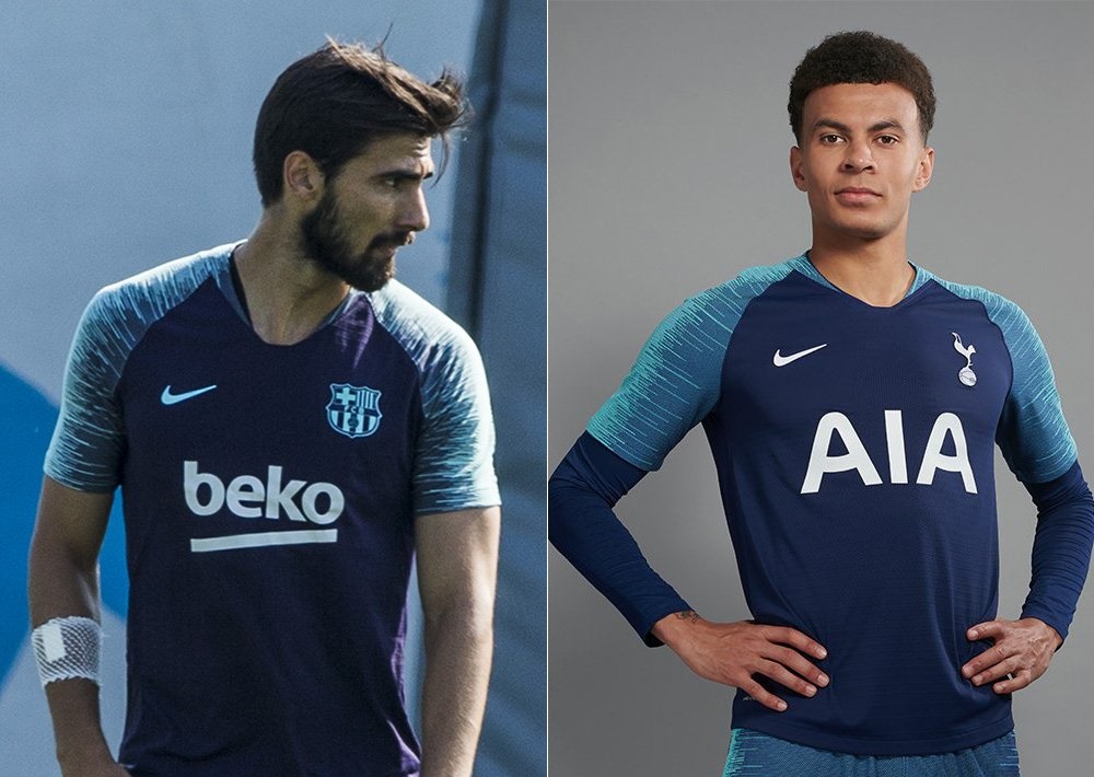 Nike cạn ý tưởng, áo đấu Tottenham giống y đúc áo tập Barcelona - Bóng Đá