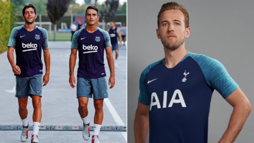 Nike cạn ý tưởng, áo đấu Tottenham giống y đúc áo tập Barcelona - Bóng Đá