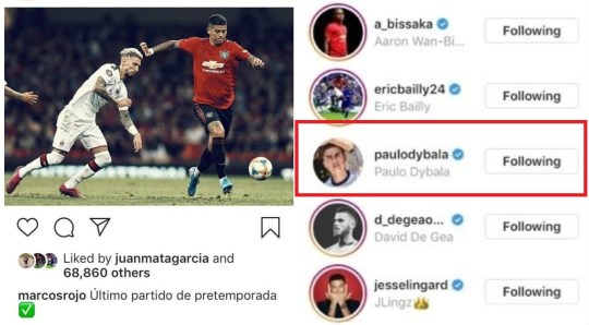 Dybala liked Rojo’s insta post today - Bóng Đá