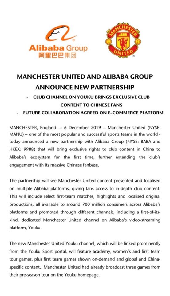 Man Utd sign with Alibaba - Bóng Đá