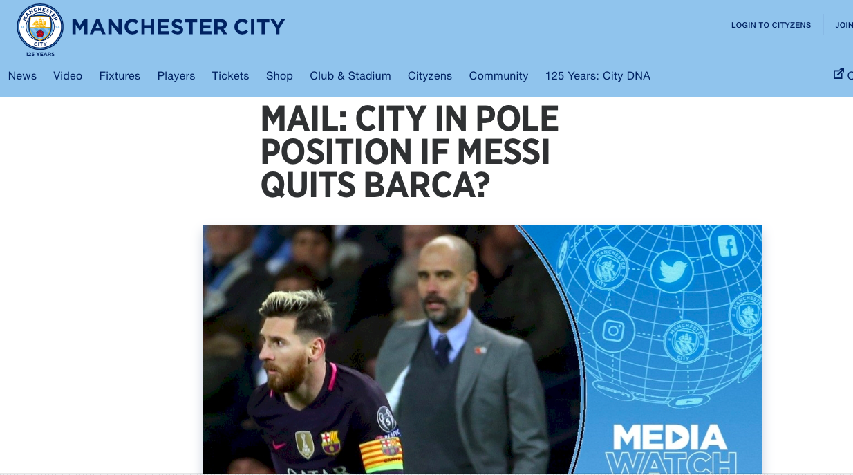 Không thể ngờ! Trang chủ Man City đăng tải thông tin chiêu mộ Messi - Bóng Đá