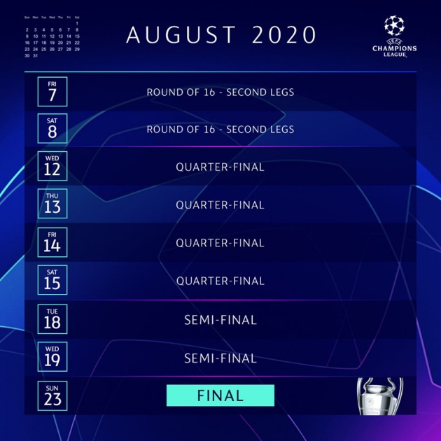 Official: UEFA sets date for Champions League return - Bóng Đá