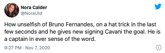 Manchester United fans react as Bruno Fernandes shows selfless side to assist Edinson Cavani - Bóng Đá