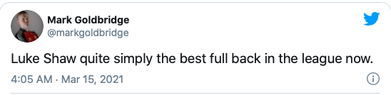 Shaw đơn giản là hậu vệ trái hay nhất Premier League.