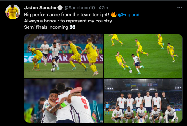 Jadon Sancho sends first tweet as a Manchester United player after England victory - Bóng Đá