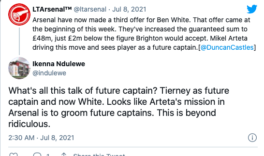 Arsenal fans are far from happy after it was reported that Mikel Arteta sees Ben White as a future captain of Arsenal. - Bóng Đá