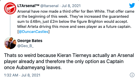 Arsenal fans are far from happy after it was reported that Mikel Arteta sees Ben White as a future captain of Arsenal. - Bóng Đá
