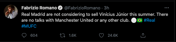 Fabrizio Romano confirms Man United are not in talks to sign Real Madrid star - Bóng Đá